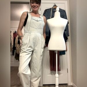 VTG No Problem Denim Studded Y2K 90’s Bib Overalls Dungarees Stone Washed
